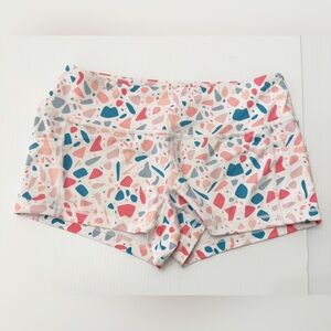 Feed Me Fight Me Women's Athletic Shorts - Pink and Blue Mosaic - M